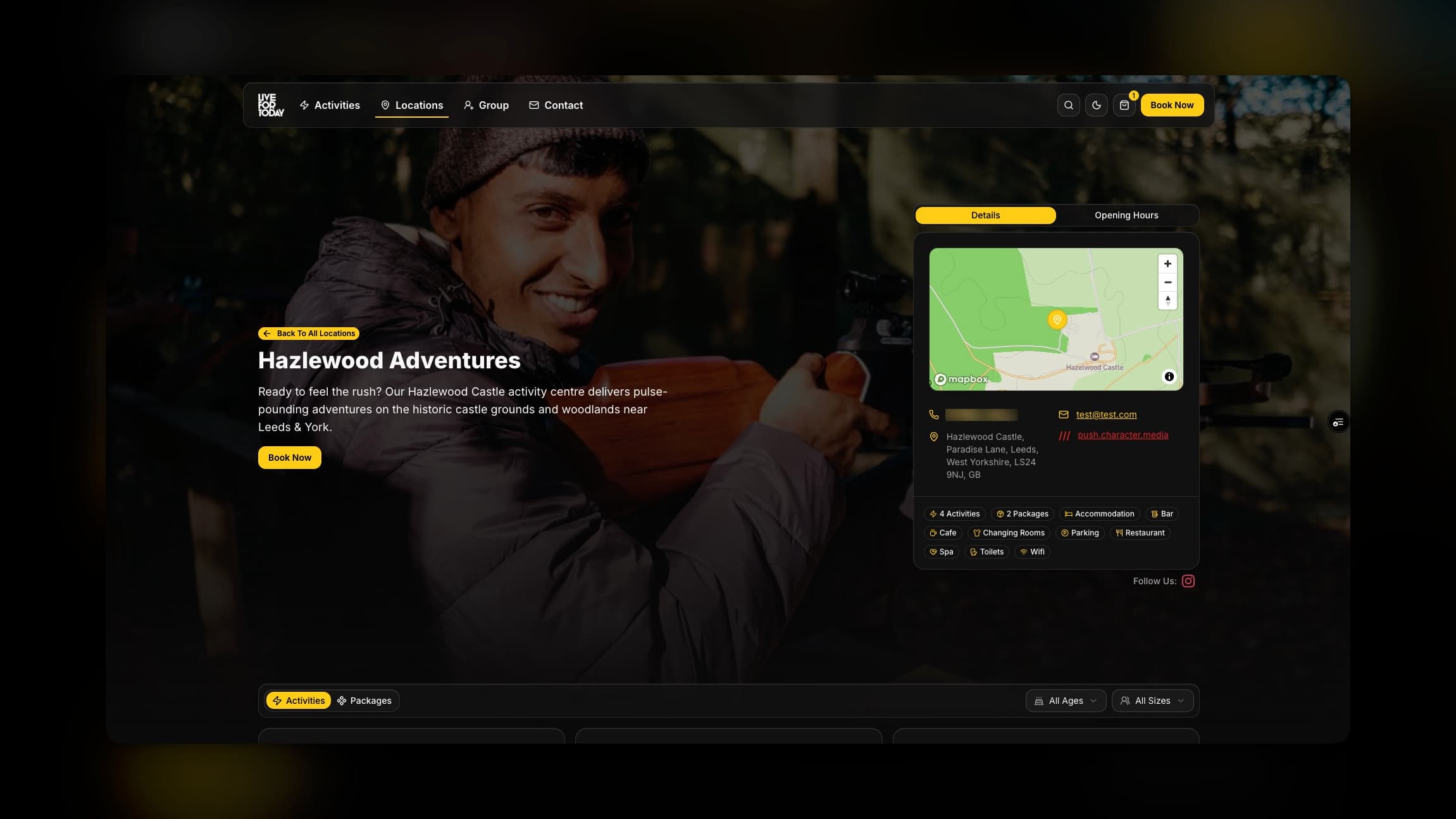 53° Experience Booking Website